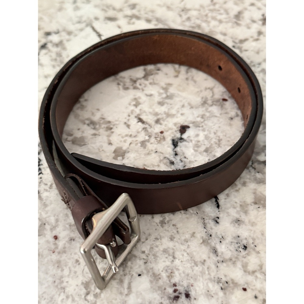 Coach Brown Leather Belt Mens Size 34" Silver Buckle Casual Dress Business